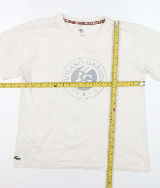 Lacoste Boys White T-Shirt Roland Garros 12 Years Short Sleeve Tennis Top