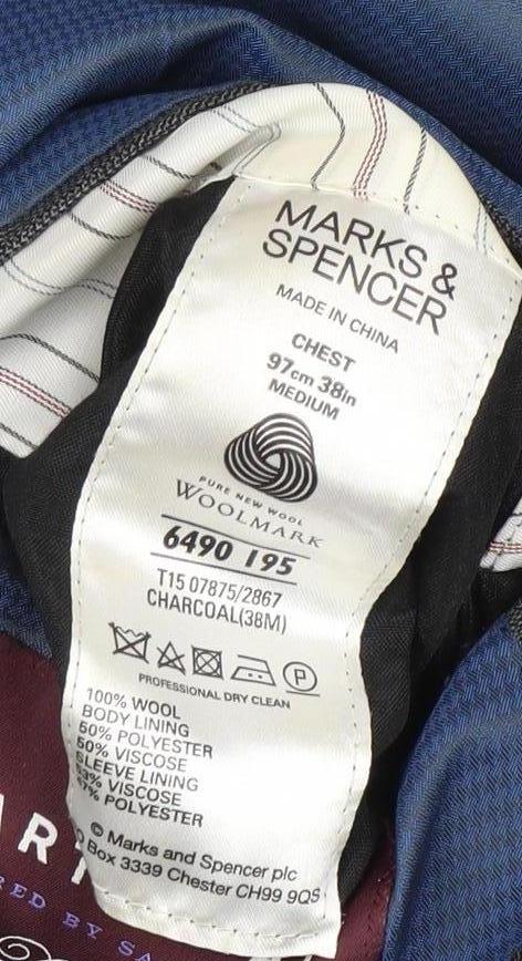 Marks and Spencer Men’s Grey Wool Suit Jacket 38” M Regular Check