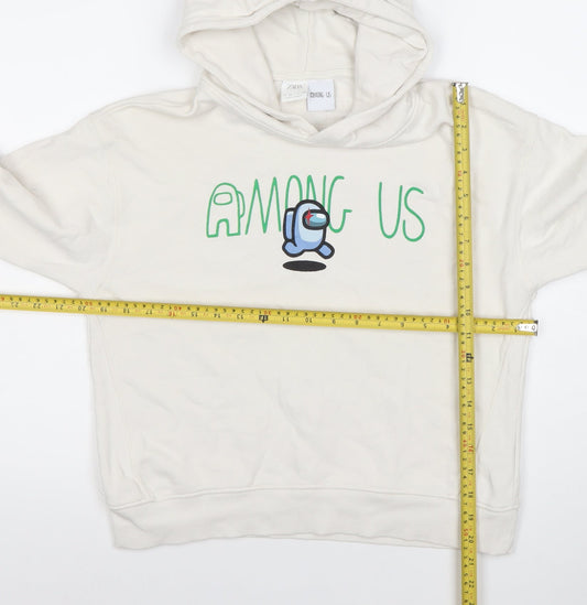 Zara Boys White Among Us Pullover Hoodie Size 10 Years