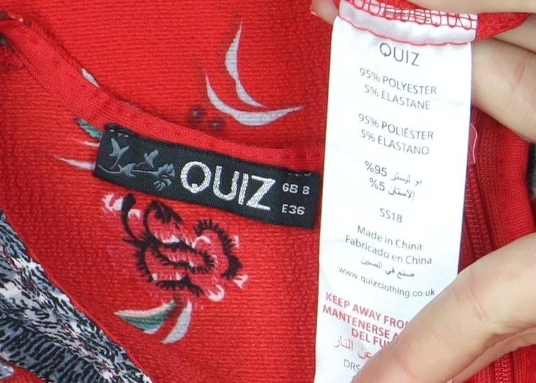 Quiz Women’s Red Floral Fit & Flare Short Dress Size 8