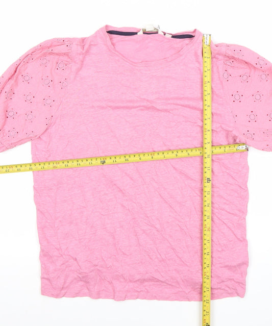 Boden Women’s Pink Cotton Puff Sleeve T-Shirt Size 12