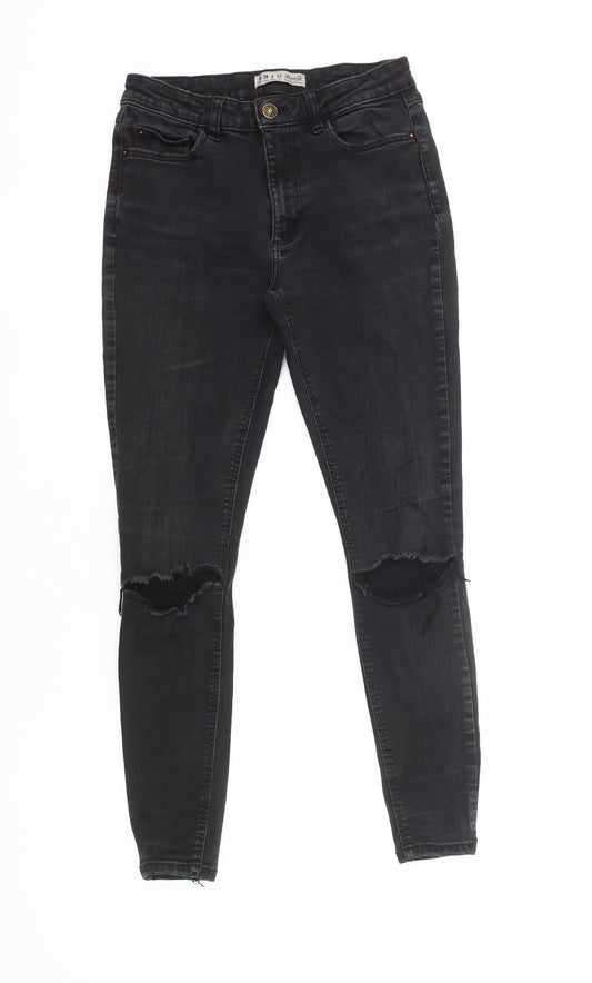 Additional front view of Denim Co. women’s black skinny jeans, size UK 10, distressed slim fit