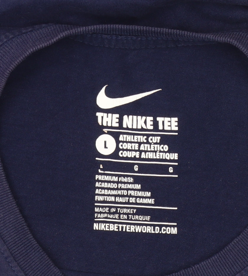 Nike Men's Blue Large Athletic Fit Sports Graphic T-Shirt