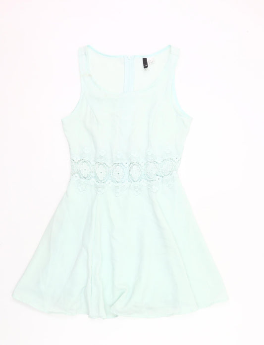 H&M Divided Women’s Blue Size 10 A-Line Lace Detail Short Dress