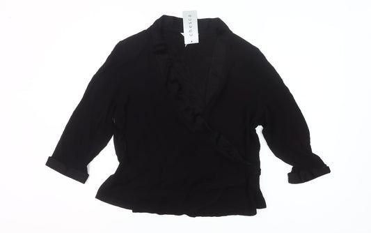 Chesca Women’s Black Wrap Blouse Size 16 3/4 Sleeve Viscose