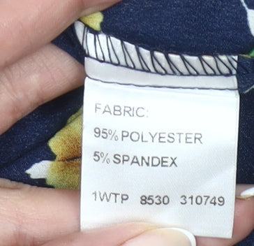 Miss Valley Women’s Blue Floral Blouse Size 12 Long Sleeve Tunic