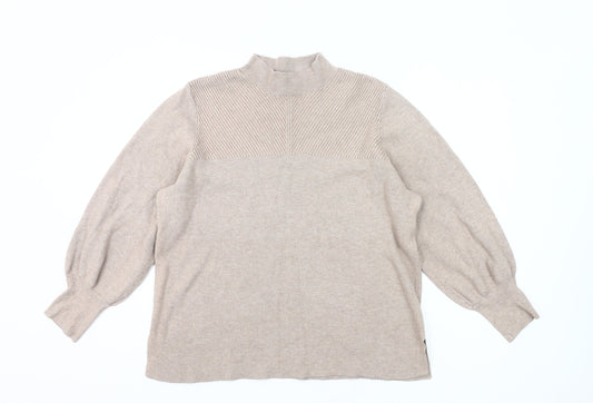 Marks and Spencer Womens Beige XL Mock Neck Knit Jumper