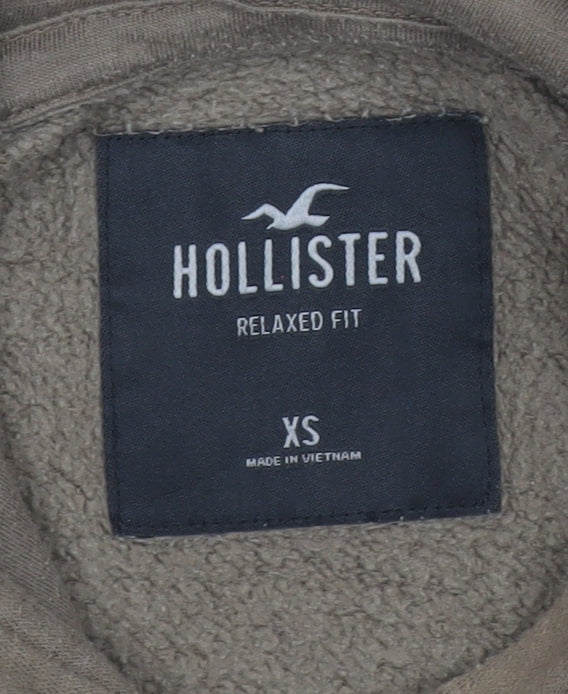 Hollister Men’s Brown XS Relaxed Pullover Hoodie Fleece Lined