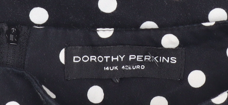 Dorothy Perkins Women Black Polka Dot Sheath Dress Size 14