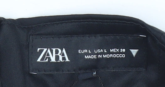 Zara Women Black Halter Camisole Tank Top L Ruffle Party