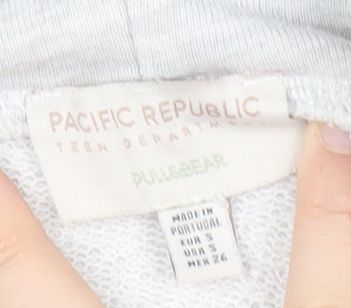 Pull&Bear Teens Grey Graphic Hoodie S California Flower Child