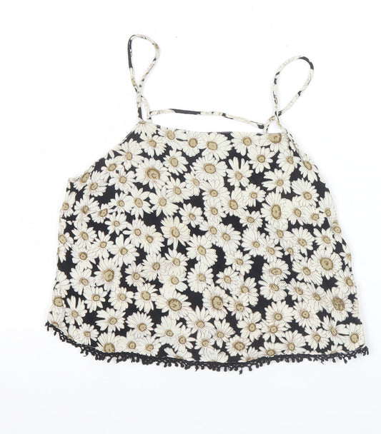 ASOS Women’s Black Floral Camisole Tank Top Size 6 Spaghetti Strap Summer