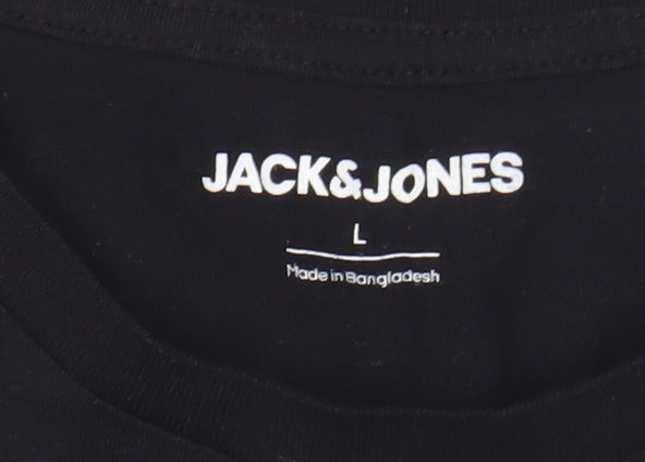 Mens UK Size L JACK & JONES Black T-Shirt