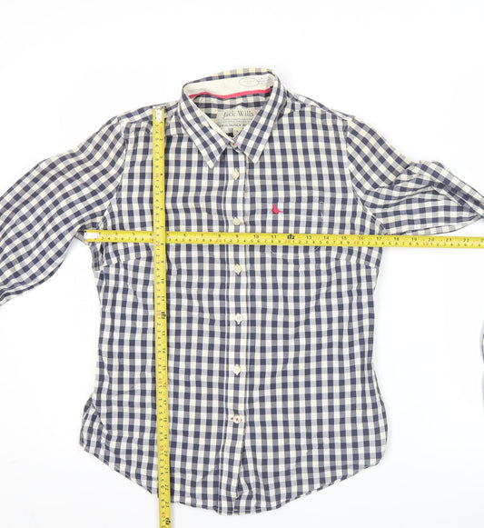 Jack Wills Womens Blue Checked Cotton Button-Up Shirt UK 10