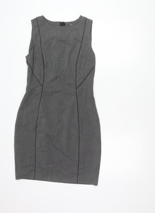H&M Women’s Grey Sleeveless Sheath Dress UK 12 Workwear Business