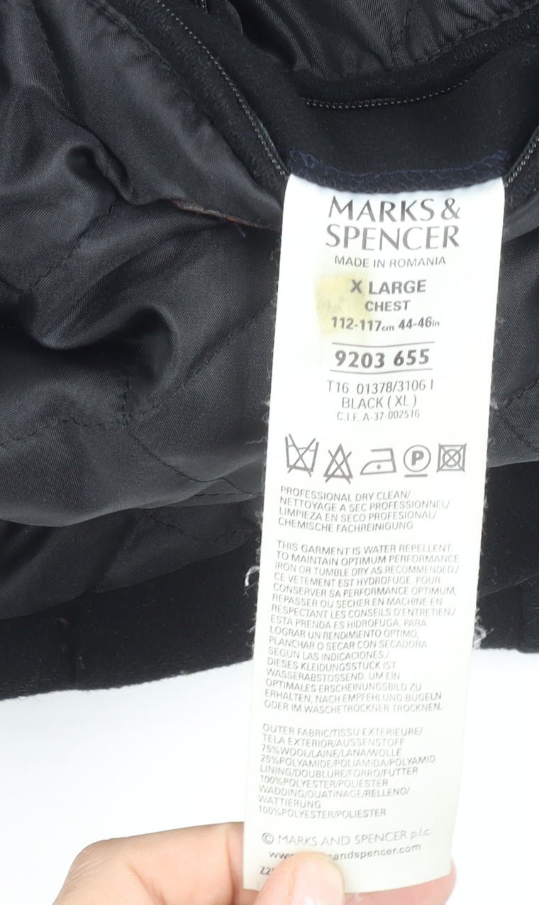 Marks and Spencer Men’s Black Wool Blend XL 44-46" Jacket Zip Casual Workwear