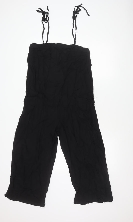 Additional front view of ASOS Women’s Black, size UK 10, Sleeveless Wide-Leg Viscose Jumpsuit