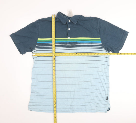 Patagonia Men's Blue Striped Organic Cotton Polo Shirt M