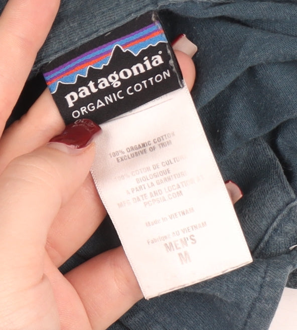 Patagonia Men's Blue Striped Organic Cotton Polo Shirt M