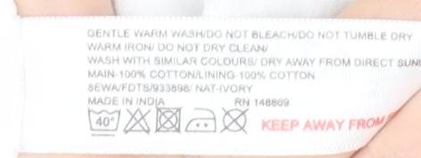 Fat Face Womens Ivory Floral A-Line Dress Size 12 Sleeveless Knee Length Cotton