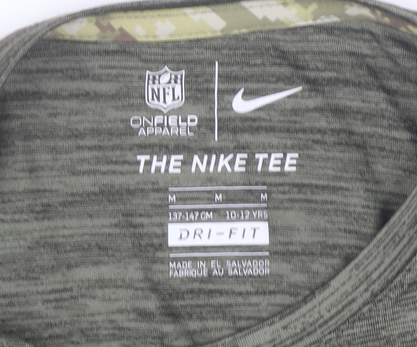 Brand and care label for Nike boys’ green atlanta falcons nfl short sleeve dri-fit t-shirt 10-12y