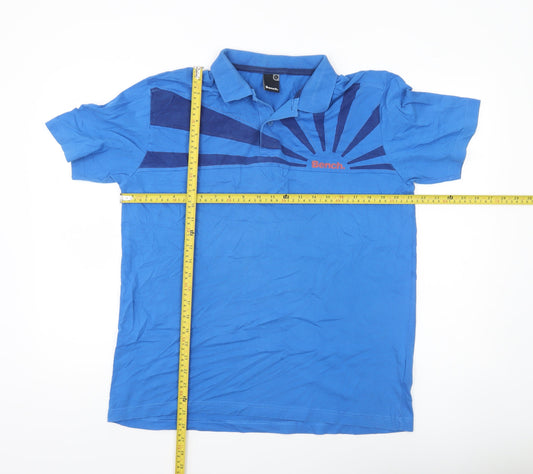 Bench Men’s Blue Graphic Polo Shirt XL Cotton Casual
