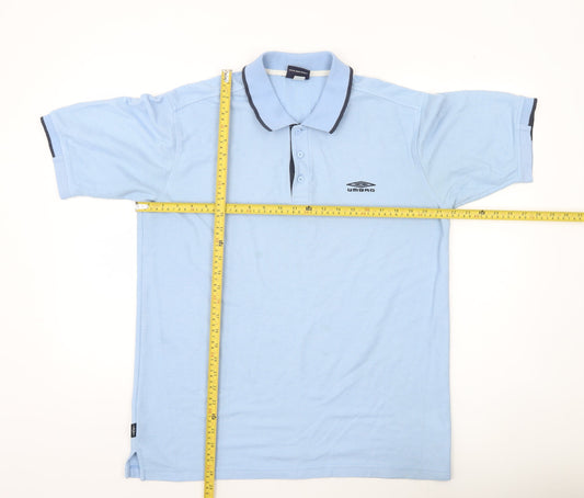 Umbro Men Blue Size L Polo Shirt Short Sleeve Cotton Blend