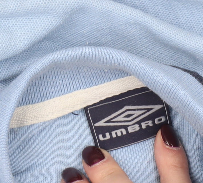 Umbro Men Blue Size L Polo Shirt Short Sleeve Cotton Blend