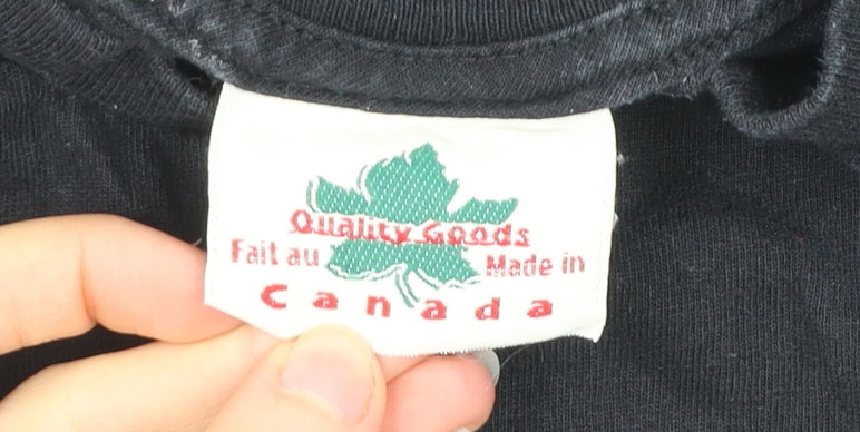 Quality Goods Women Black Cotton Canada Embroidered T-Shirt M