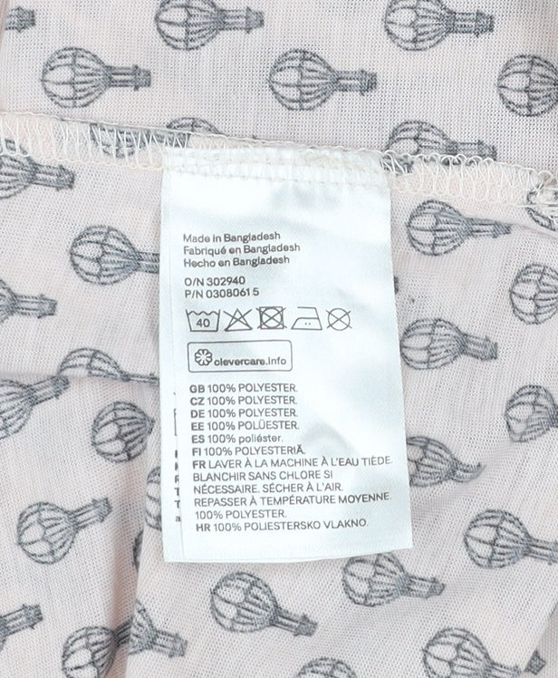 H&M Women Pink XS Tunic Blouse Hot Air Balloon Print 3/4 Sleeve
