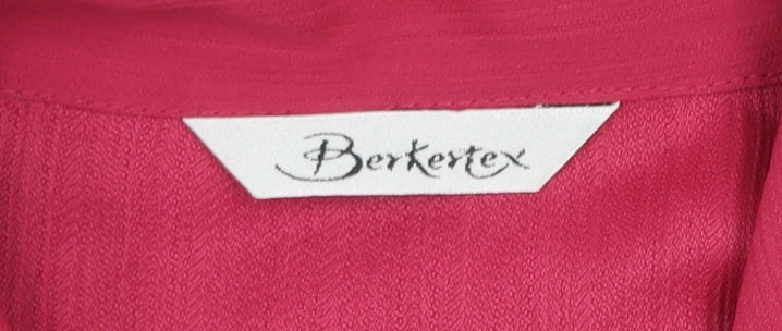 Berkertex Women Pink Size 12 Short Sleeve Button-Up Blouse