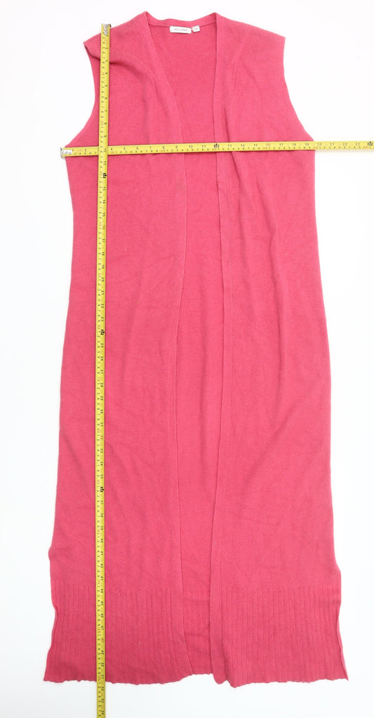 Bellino Women’s Pink Sleeveless Long Cardigan Size 16 Knit V-Neck