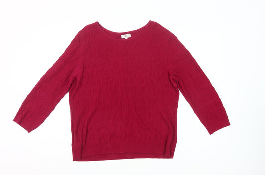 Country Casuals Womens Red Cotton Cable Knit Pullover Jumper Size L