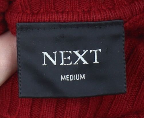 Next Women’s Red Roll Neck Cotton Jumper Size M Long Sleeve Knit
