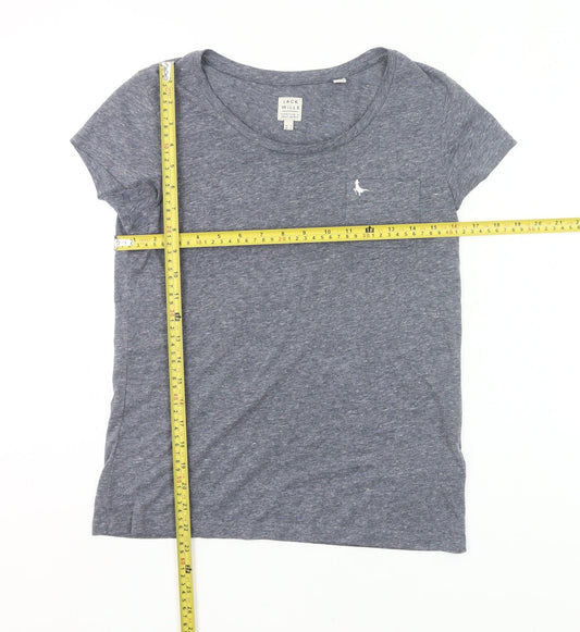 Jack Wills Womens Grey Size 6 Scoop Neck Short Sleeve T-Shirt