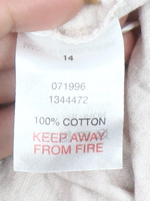 Peter Storm Womens Beige Cotton 3/4 Sleeve Scoop Neck T-Shirt Size 14