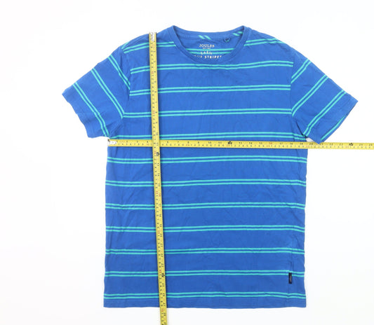 Joules Men's Blue Striped Cotton T-Shirt Size M Crew Neck