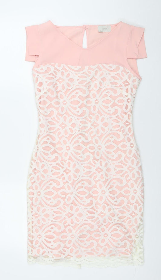 Almar Womens Pink Lace Bodycon Dress Size 8 Wedding Party