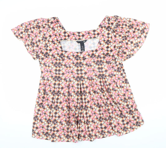 H&M Women’s Multicoloured Geometric Tunic Blouse Size 8