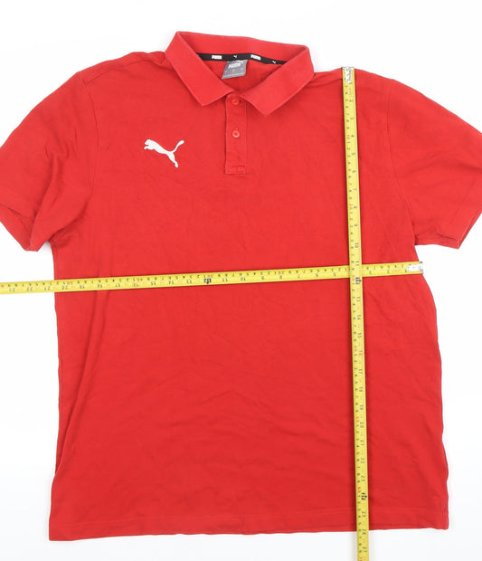 Puma Men’s Red Polo Shirt L Personal Trainer Logo Cotton Blend
