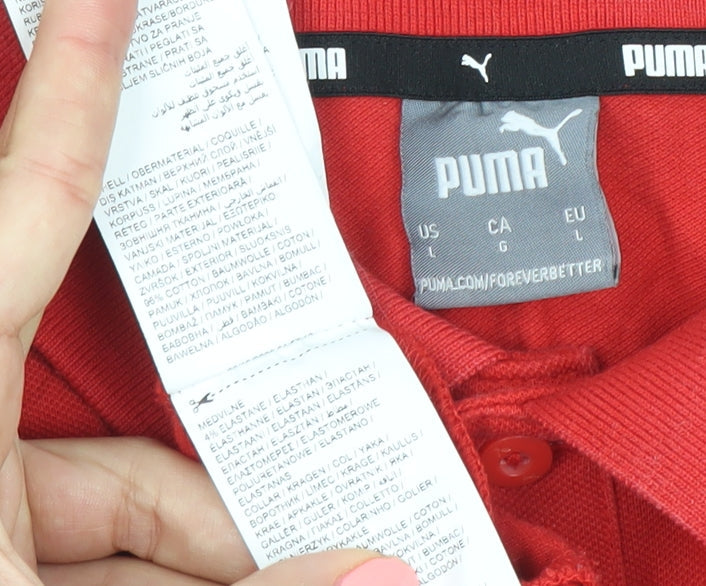 Puma Men’s Red Polo Shirt L Personal Trainer Logo Cotton Blend