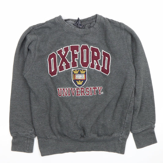Oxford University Boys Grey XS Pullover Sweatshirt Logo Crew Neck