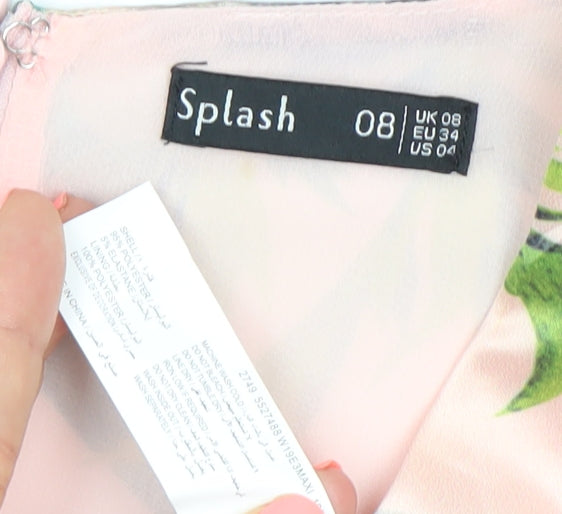 Splash Womens Multicoloured Floral Sheath Dress Size 8 V-Neck Sleeveless