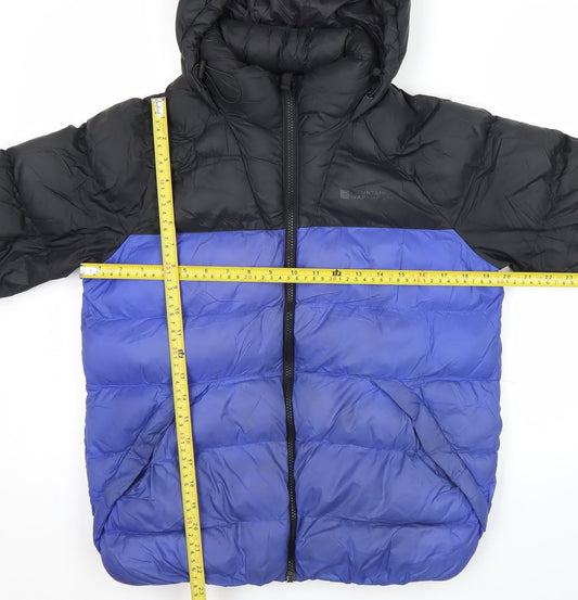 Mountain Warehouse Womens Black Blue Puffer Jacket Coat Size UK 6 Hooded