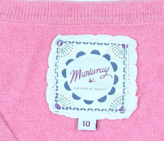 Mantaray Women’s Pink Cotton Cardigan Size 10 V-Neck Pockets