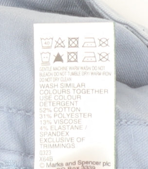 Marks and Spencer Womens Blue Chino Trousers Size 24 Elastic Waist