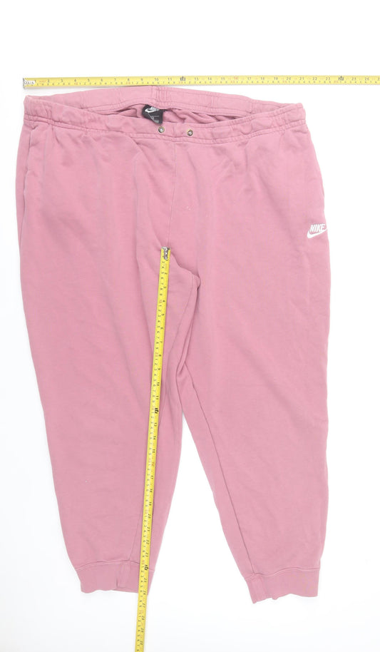Nike Men’s Pink 2XL Sweatpants Tapered Fleece Cotton Blend