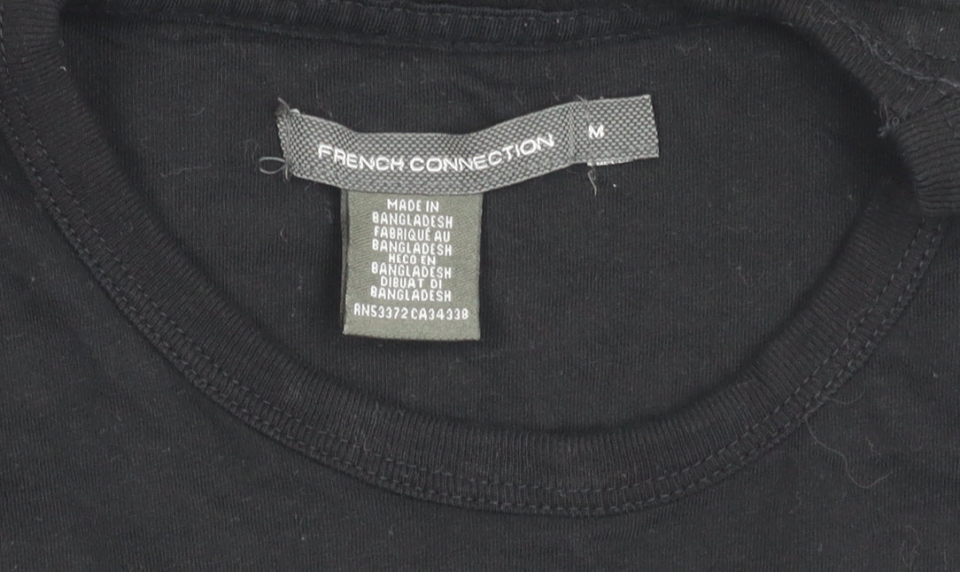 French Connection Men's Black Cotton Crew Neck T-Shirt Size M