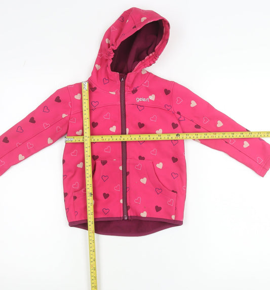 Gelert Girls Pink Heart Soft Shell Jacket Hooded 4 Years Outdoor Coat