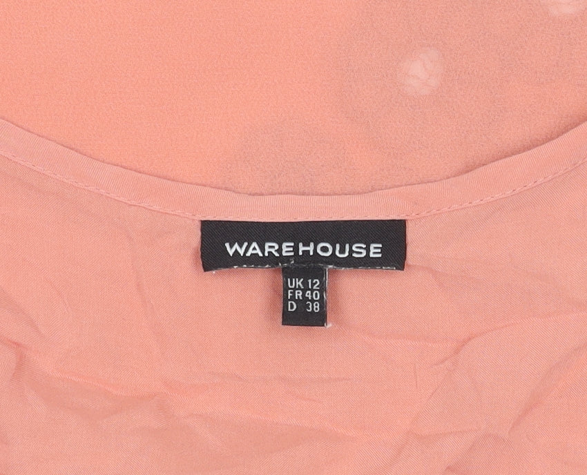 Warehouse Womens Pink Floral Embroidered Tank Top Size 12